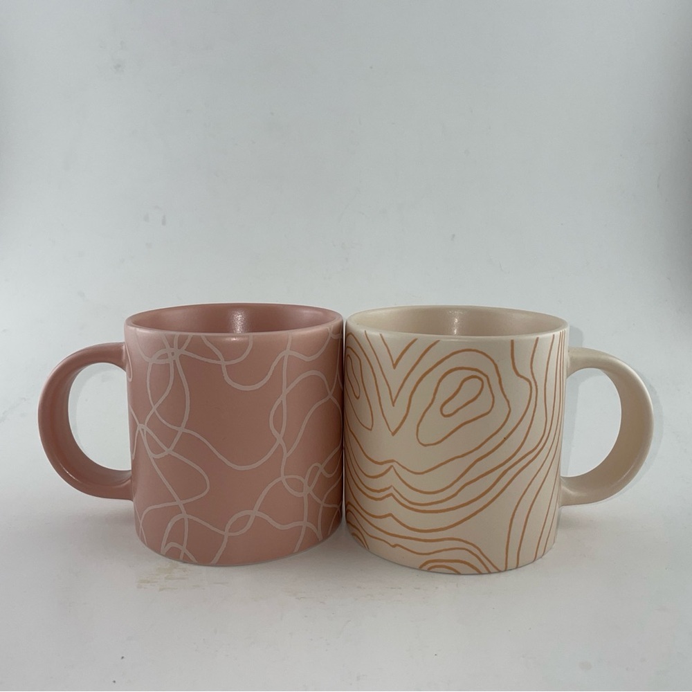 Whitney Kerney for Causebox Ceramic Mug Set Blush & Cream Modern Pattern